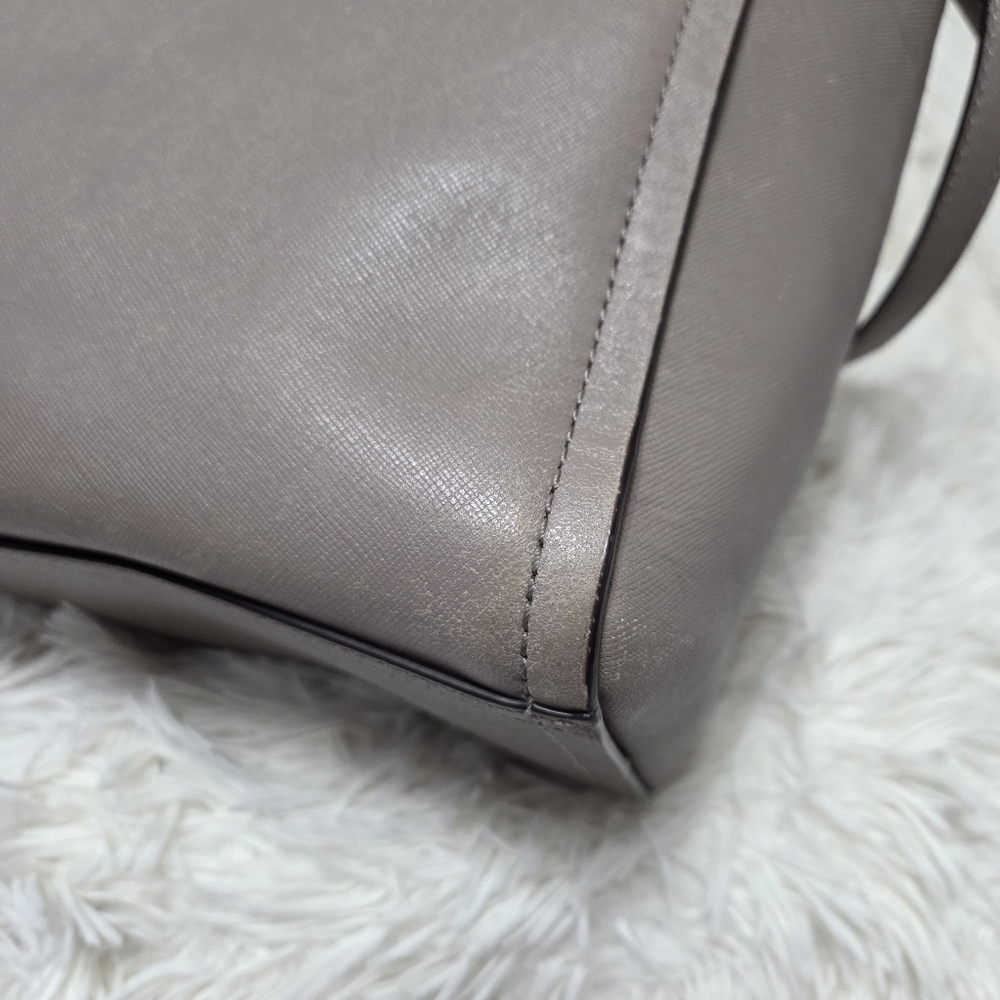 Coach Bleeker Saffiano Riley Carryall Large Crossbody Bag Taupe #30149 - Picture 9 of 16